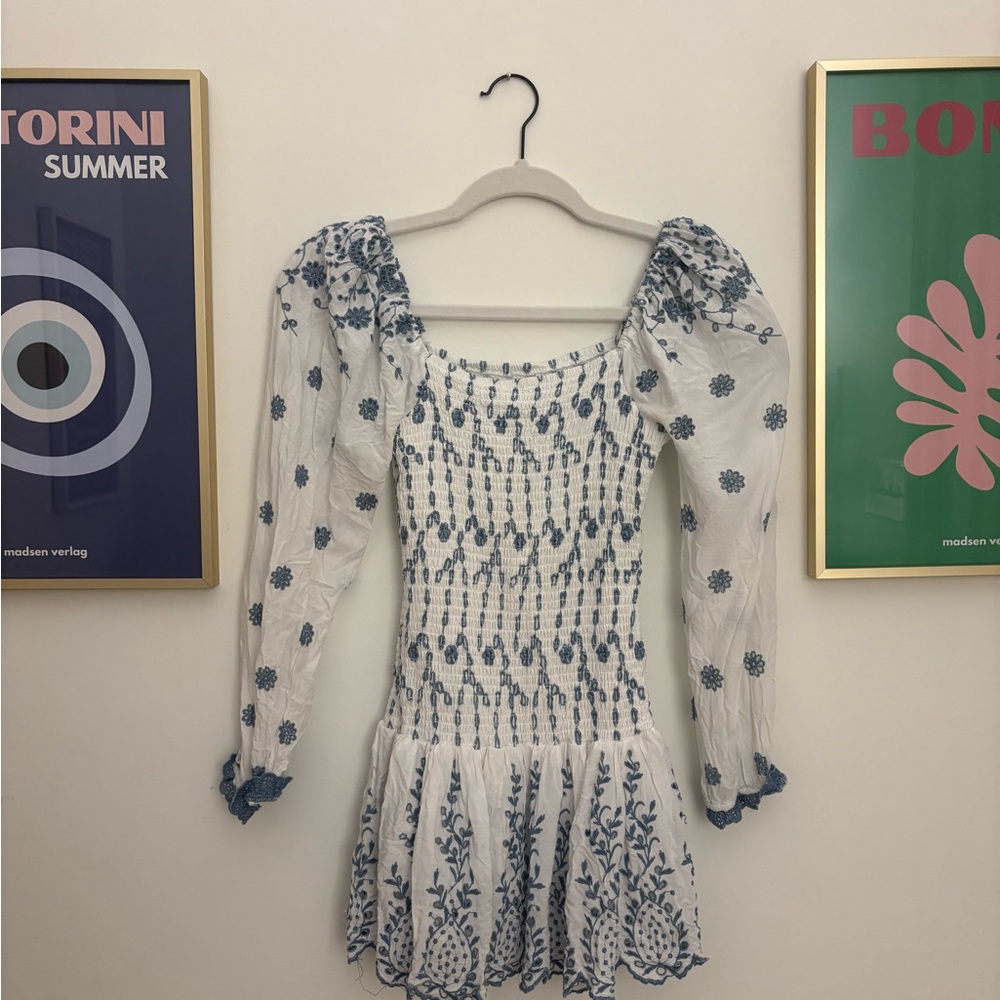For Love Bell Blue and White Mini Dress